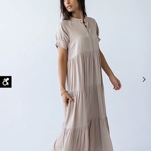 Tiered Maxi Dress in Light Taupe